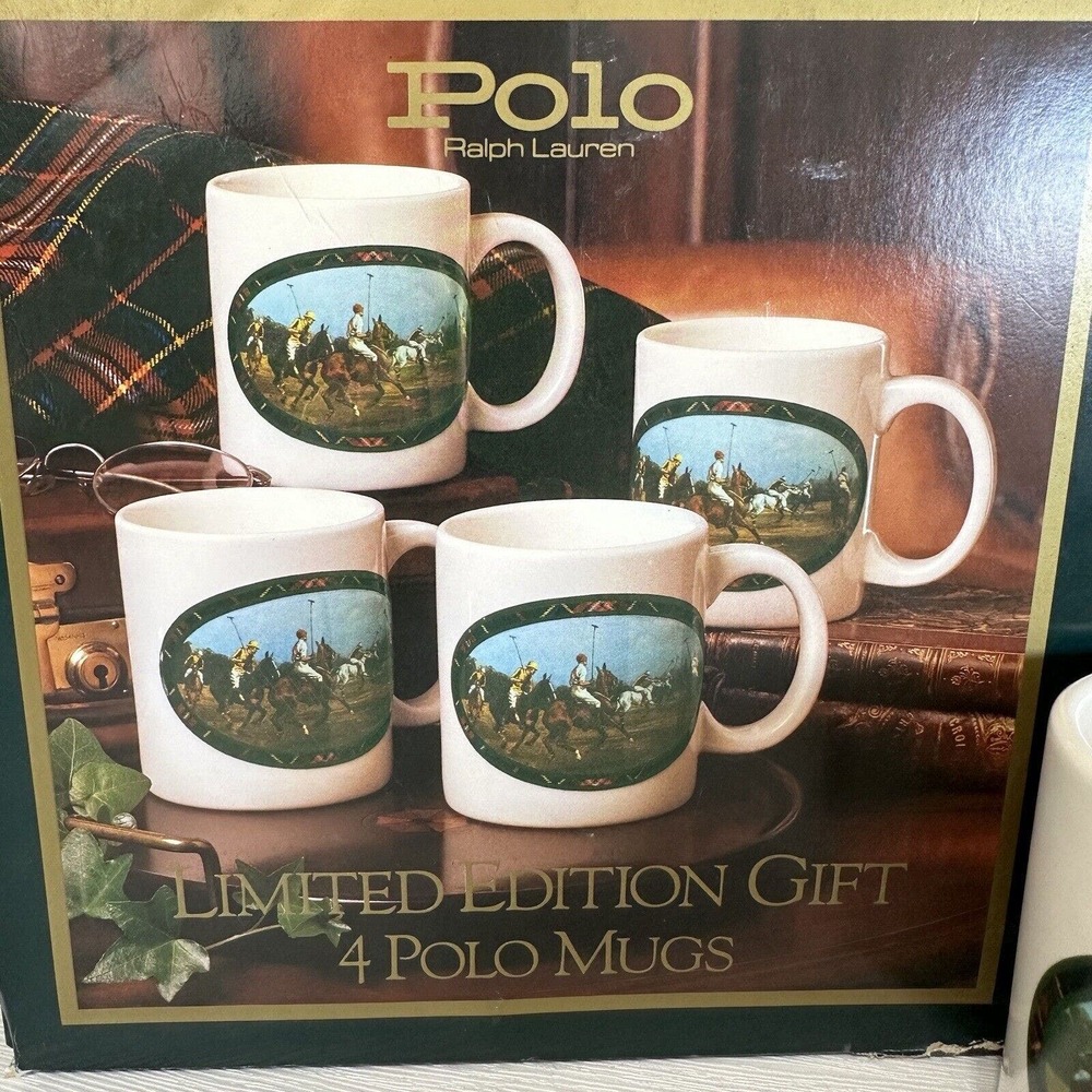 Polo Ralph Lauren Set Of 4 Mugs Gift Box Vintage